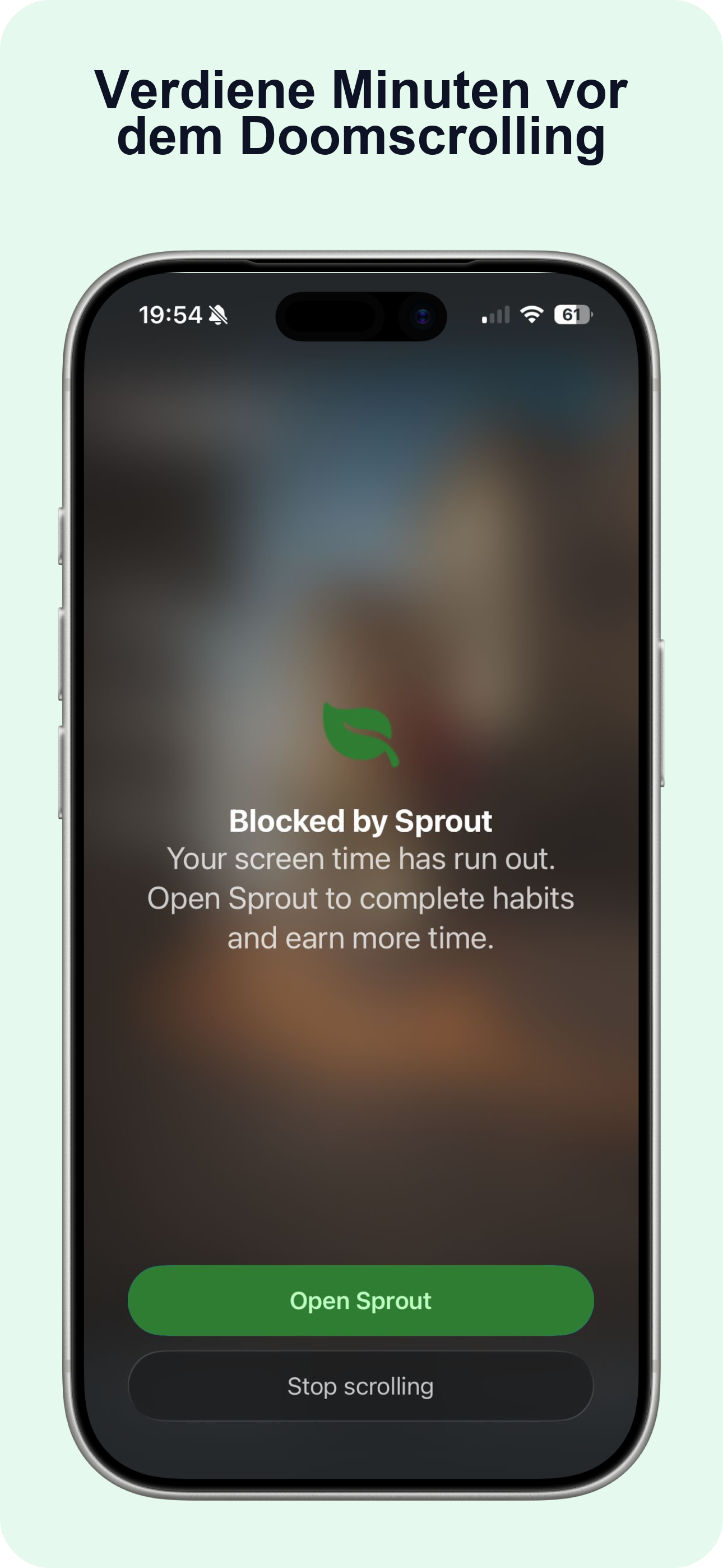 Sprout Bildschirm mit einer Sport-Aktivität